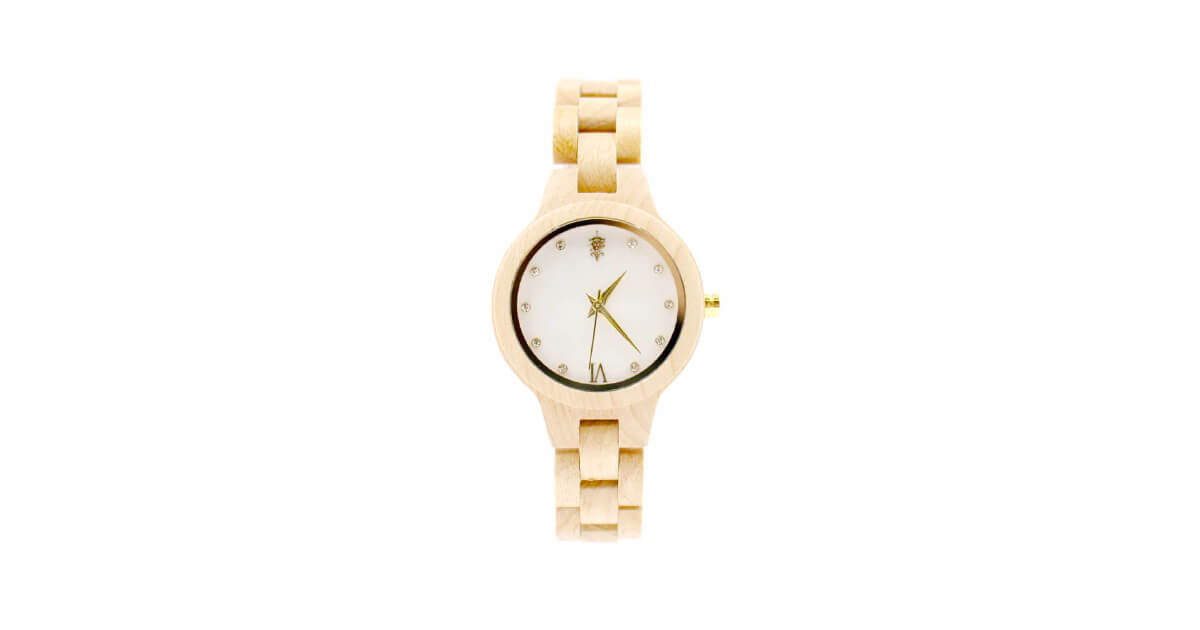 【新商品情報】天然貝木製腕時計 34mm 女性向け Prima Maple wood × Mother of pearl