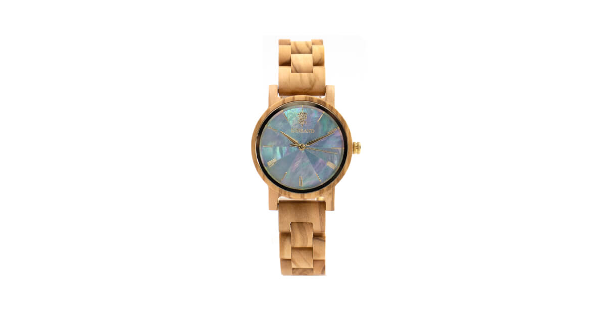 【新商品情報】天然貝木製腕時計 32mm 女性向け Reise Mother of pearl & Olive