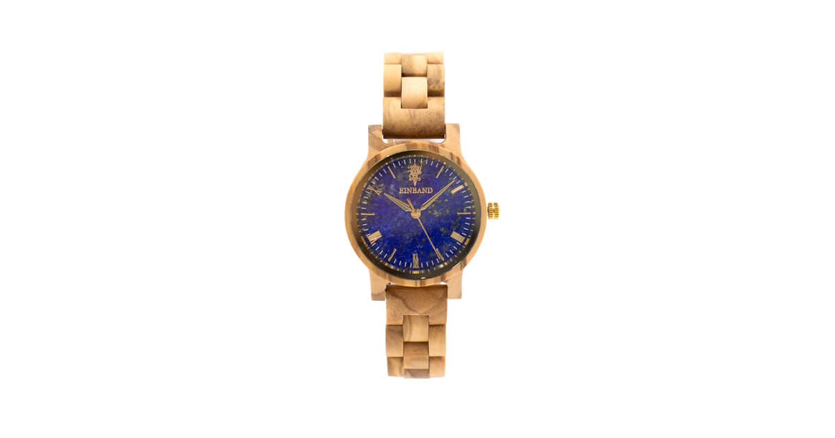 【新商品情報】ラピスラズリとオリーブの木製腕時計 32mm 女性向け Reise