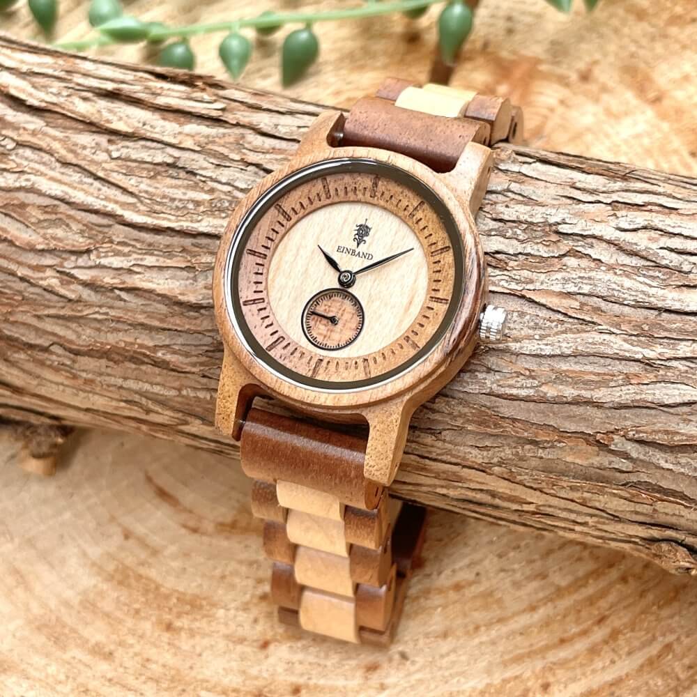 アカシアとメイプルウッドの木製腕時計 32mm 女性向け Mond Acacia & Maplewood