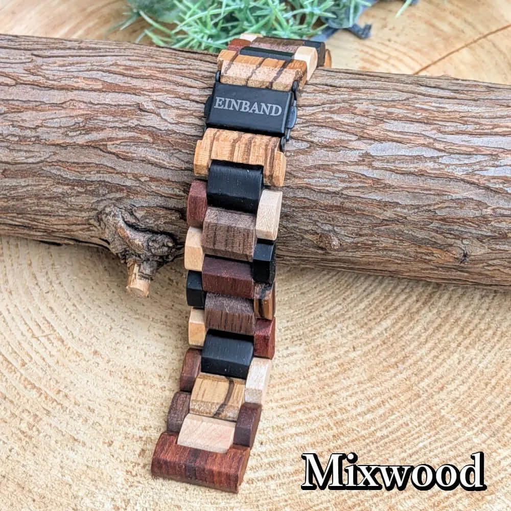 5つの天然木を使用した天然木腕時計バンド 20mm幅専用 スマートウォッチ対応