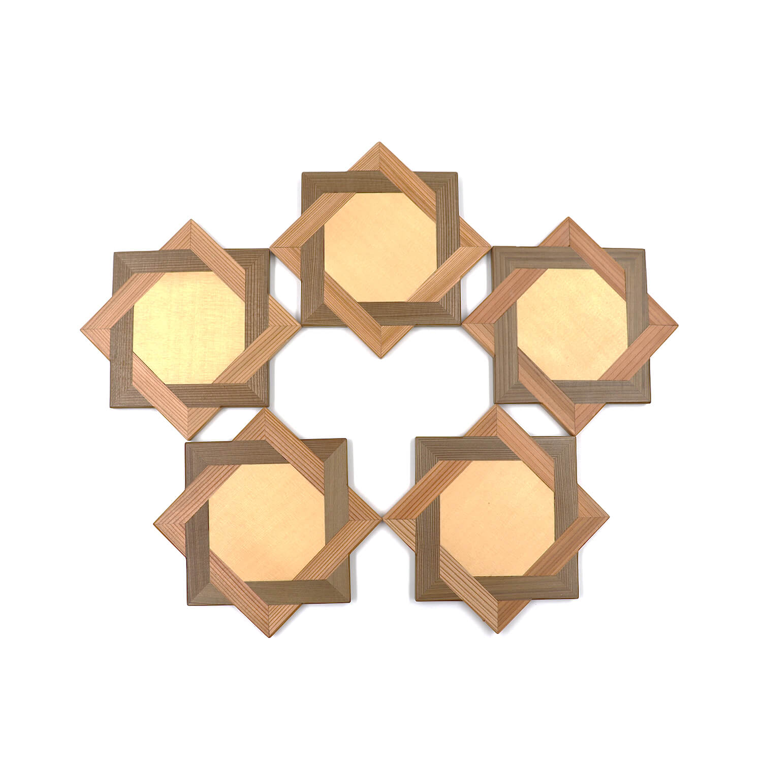 秋田杉 星形組子 コースター 5枚組