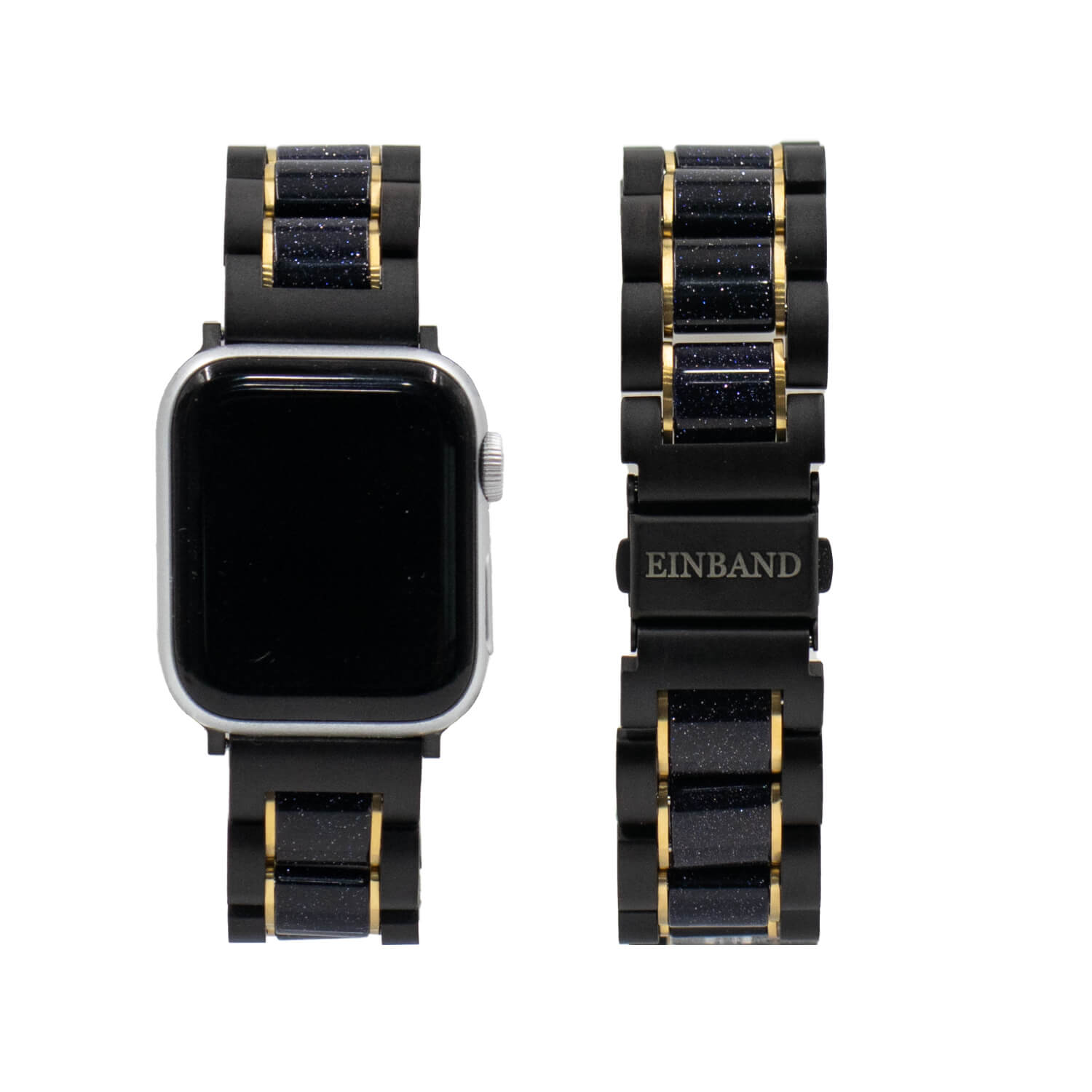 ブルーサンドストーンとエボニーウッドのアップルウォッチバンド