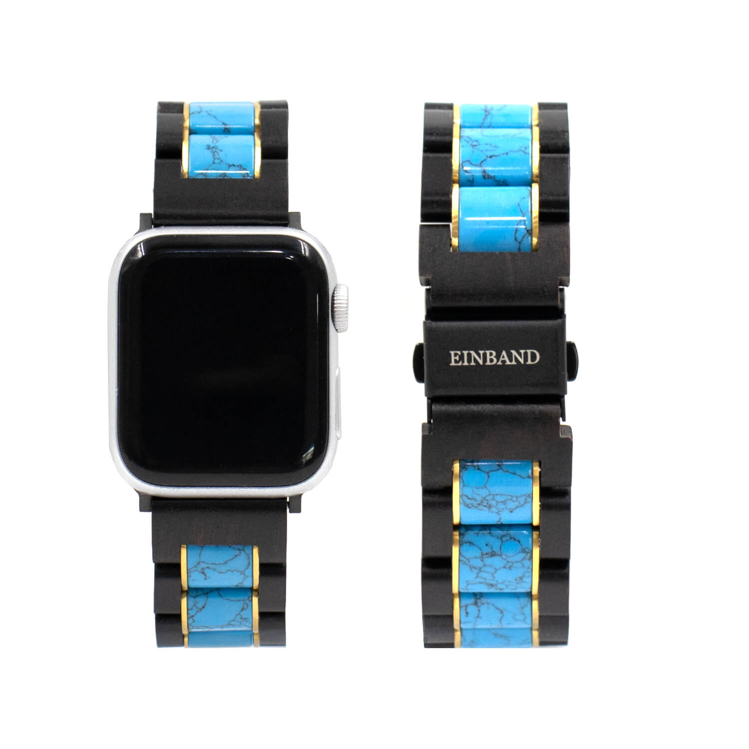 ターコイズとエボニーウッドのアップルウォッチバンド