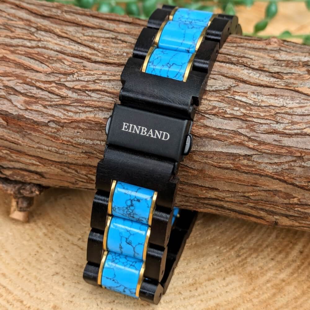 ターコイズとエボニーウッドのアップルウォッチバンド