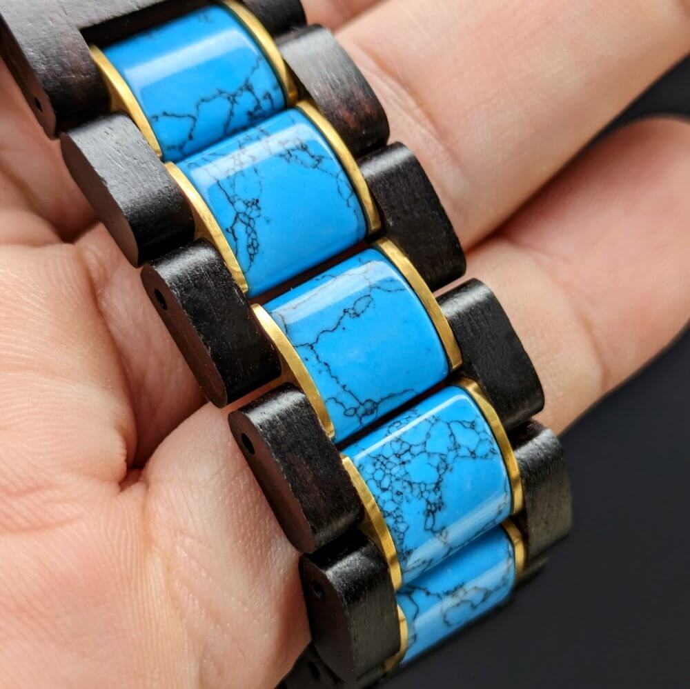 ターコイズとエボニーウッドのアップルウォッチバンド