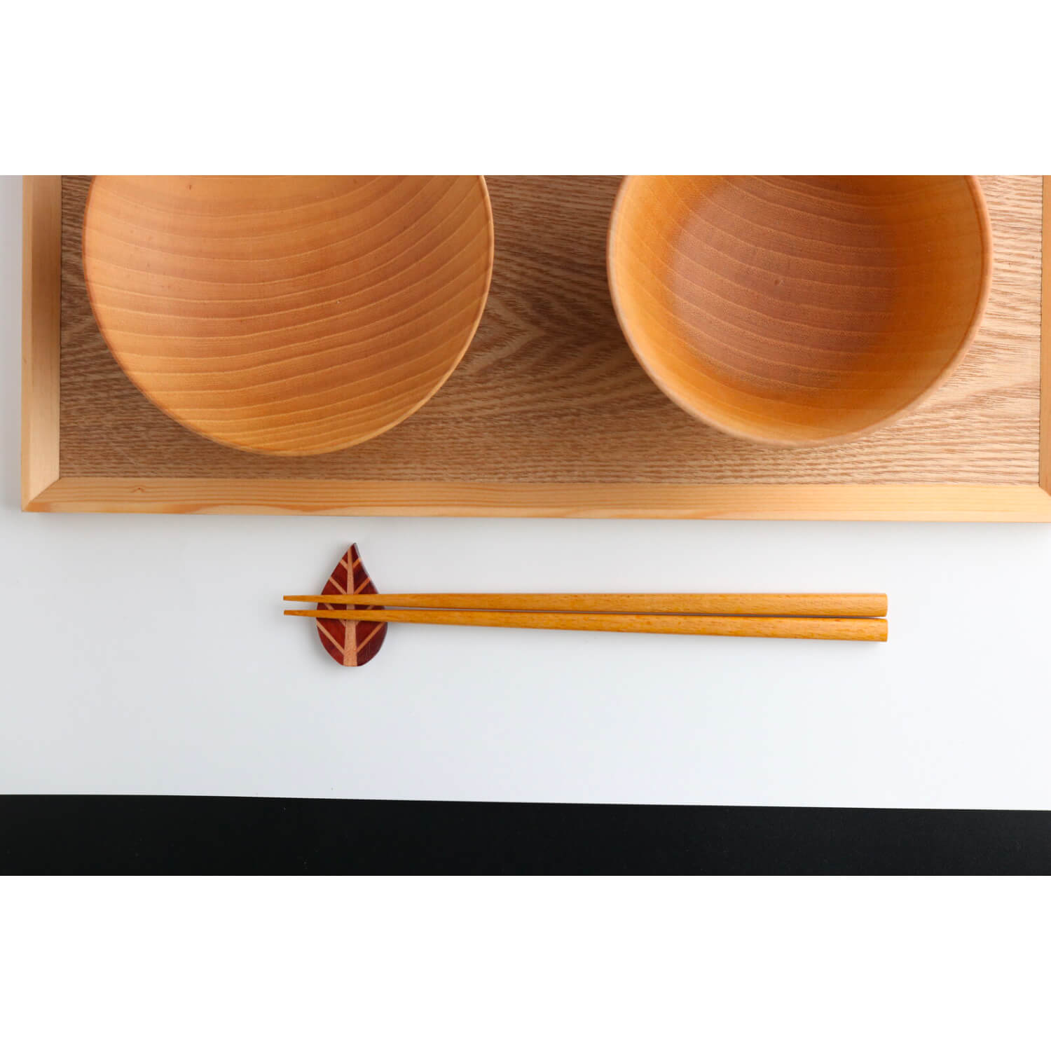 寄木細工の箸置き 木の葉