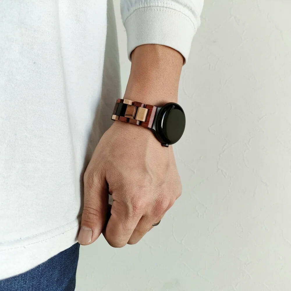 5つの天然木を使用したグーグルピクセルウォッチバンド