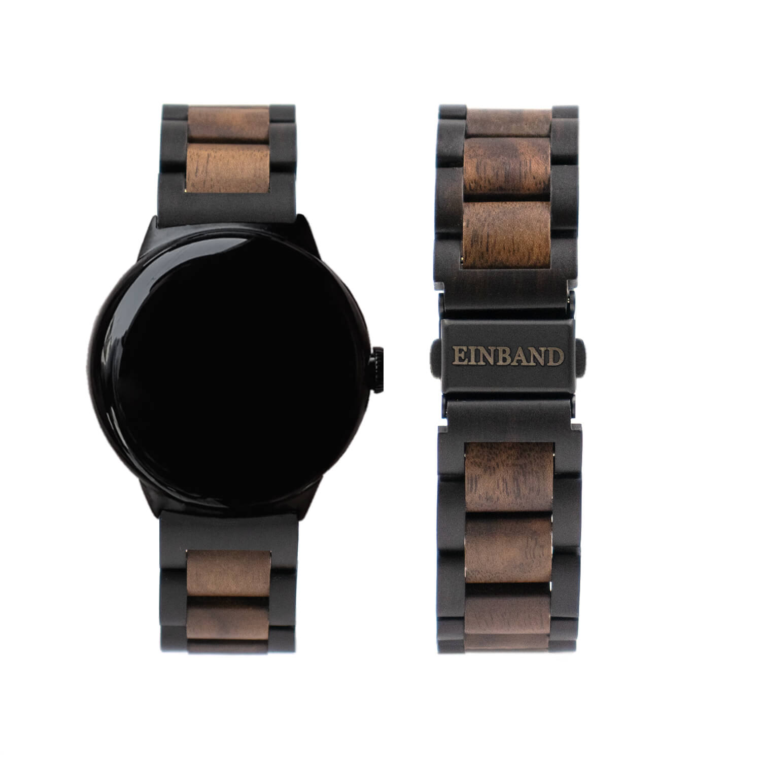 エボニーウッドとクルミのグーグルピクセルウォッチバンド