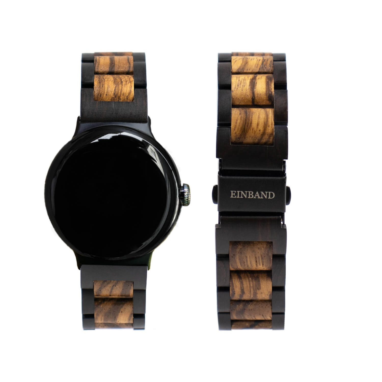 エボニーウッドとゼブラウッドのグーグルピクセルウォッチバンド