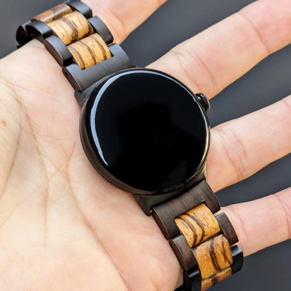 エボニーウッドとゼブラウッドのグーグルピクセルウォッチバンド