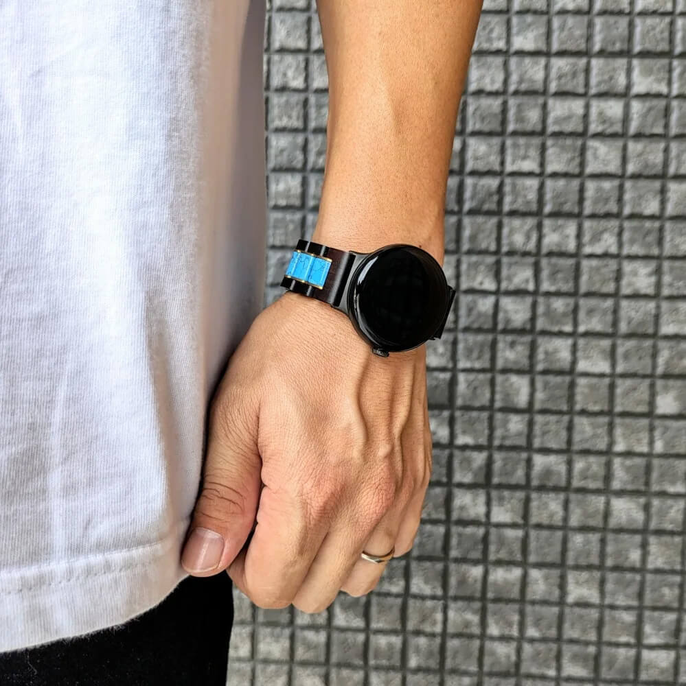 ターコイズとサンダルウッドのグーグルピクセルウォッチバンド