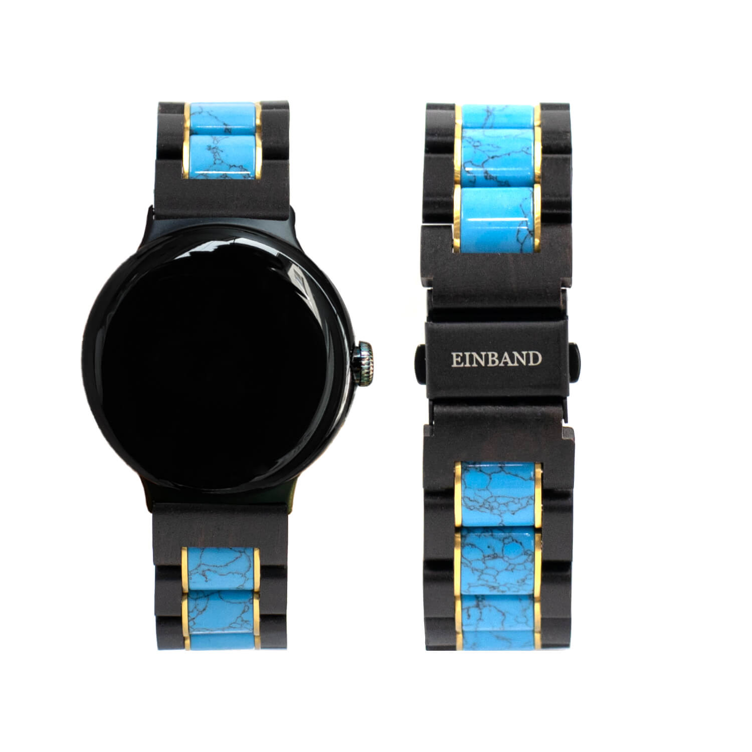 ターコイズとサンダルウッドのグーグルピクセルウォッチバンド