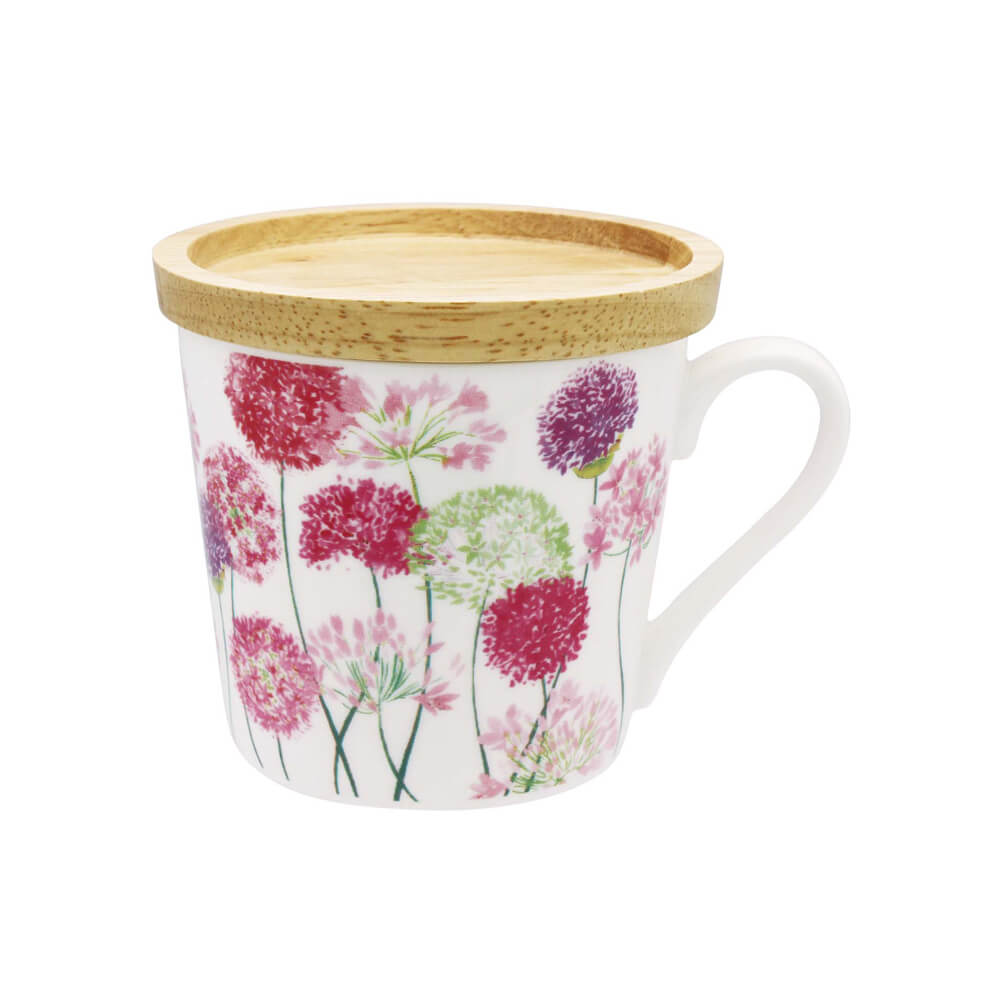 花柄の蓋付マグカップ