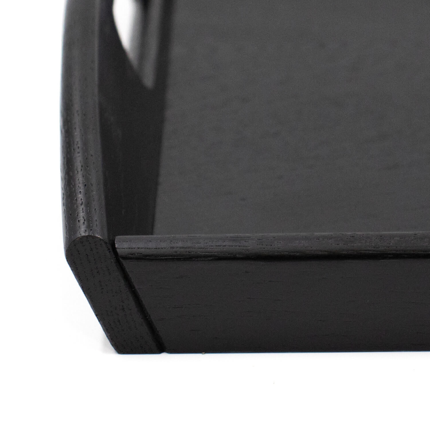 シックな風合いの取っ手付きトレイ 黒 520mm 拡大