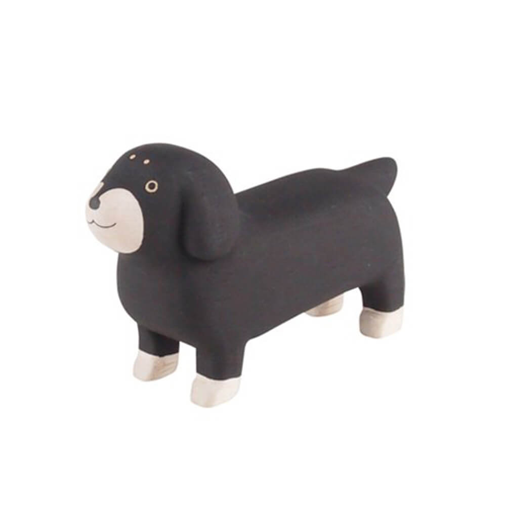 Pole Pole Animal Dachshund Black Wood Carved Animal