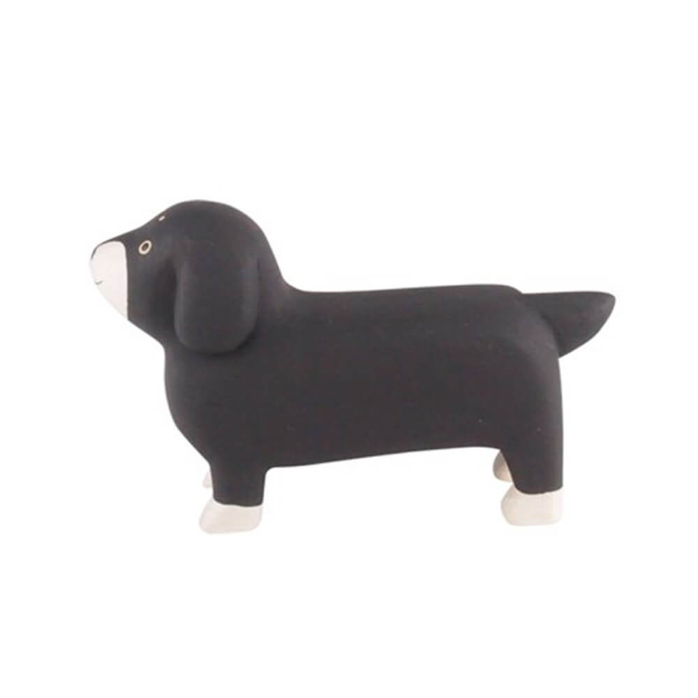 ぽれぽれ動物 ダックスフンド 黒 木彫りの動物