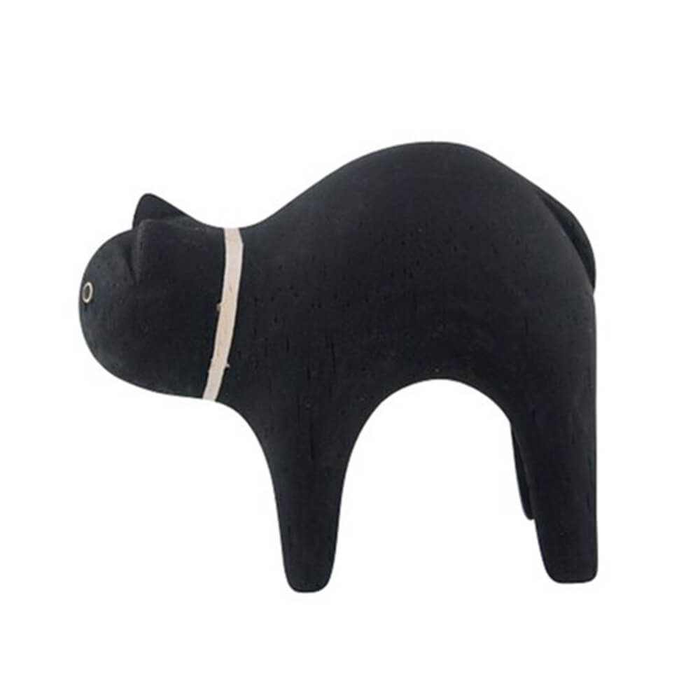 Pole Pole Animal Black Cat Wood Carved Animal