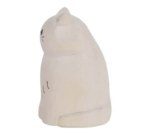 ぽれぽれ動物 ロングヘアシロネコ 木彫りの動物