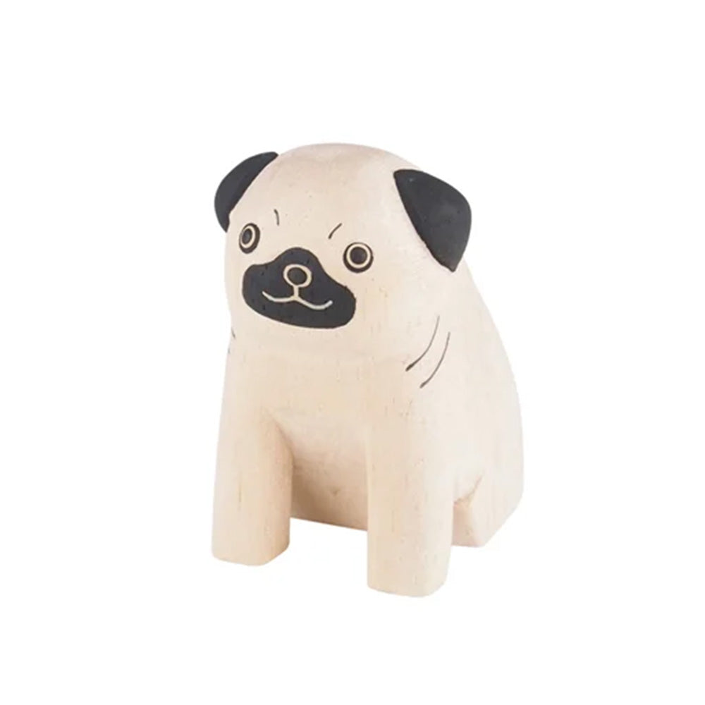 chubby animal pug wood carved animal