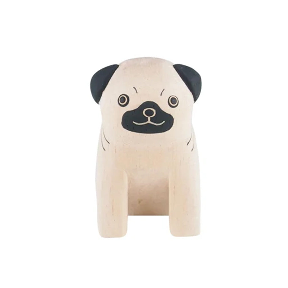 chubby animal pug wood carved animal