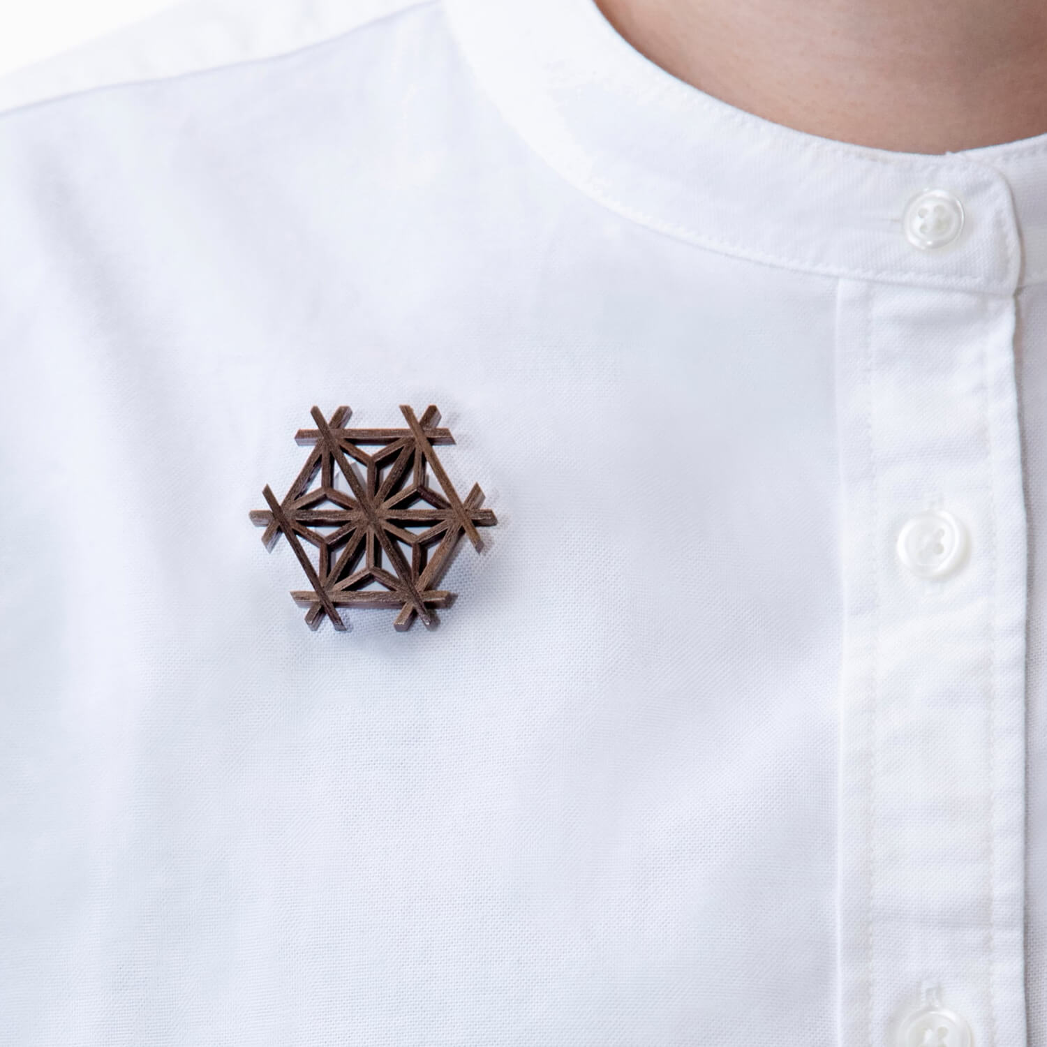 Asa 組子細工のブローチ:麻の葉