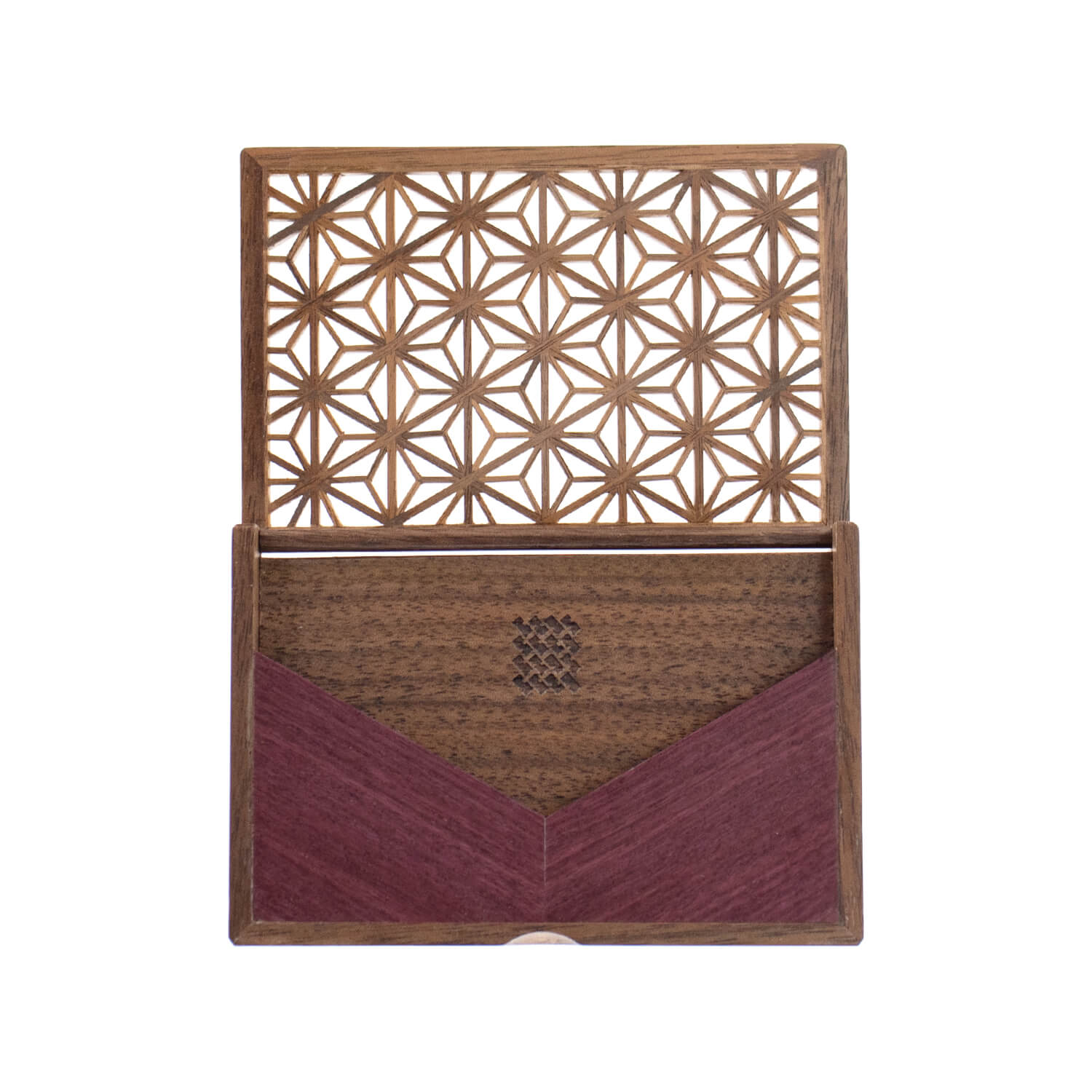 Enishi パープルハート 組子細工のカードケース ウォールナット