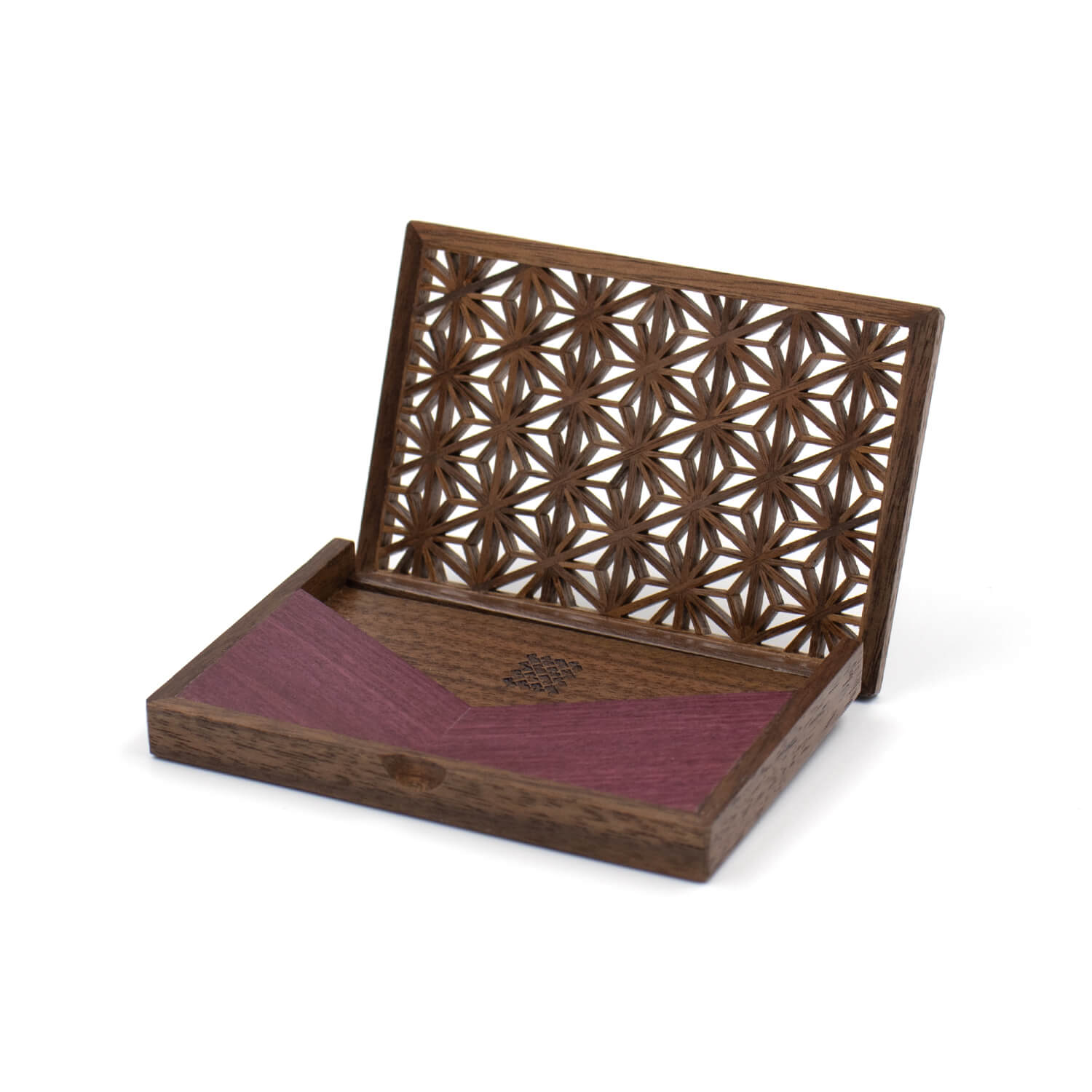 Enishi パープルハート 組子細工のカードケース ウォールナット