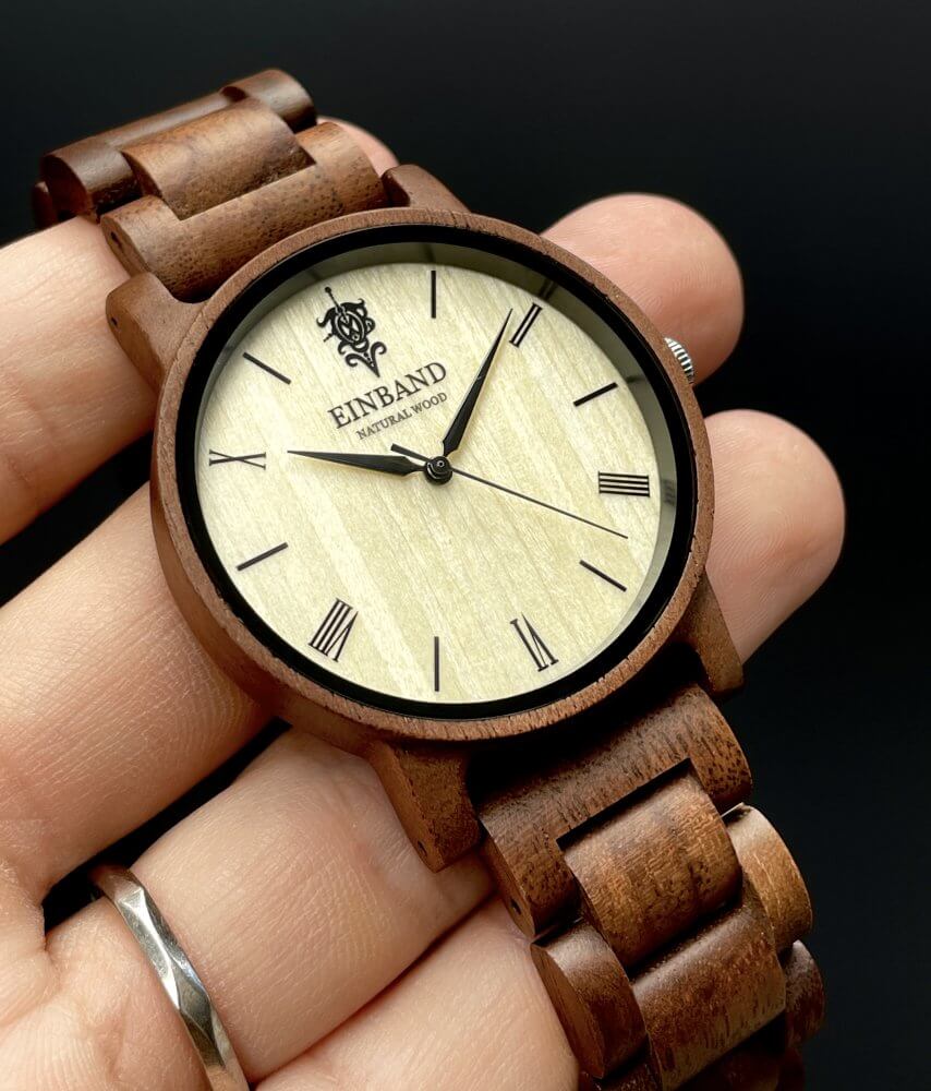 クルミの木製腕時計 40mm 男性向け Reise Walnut