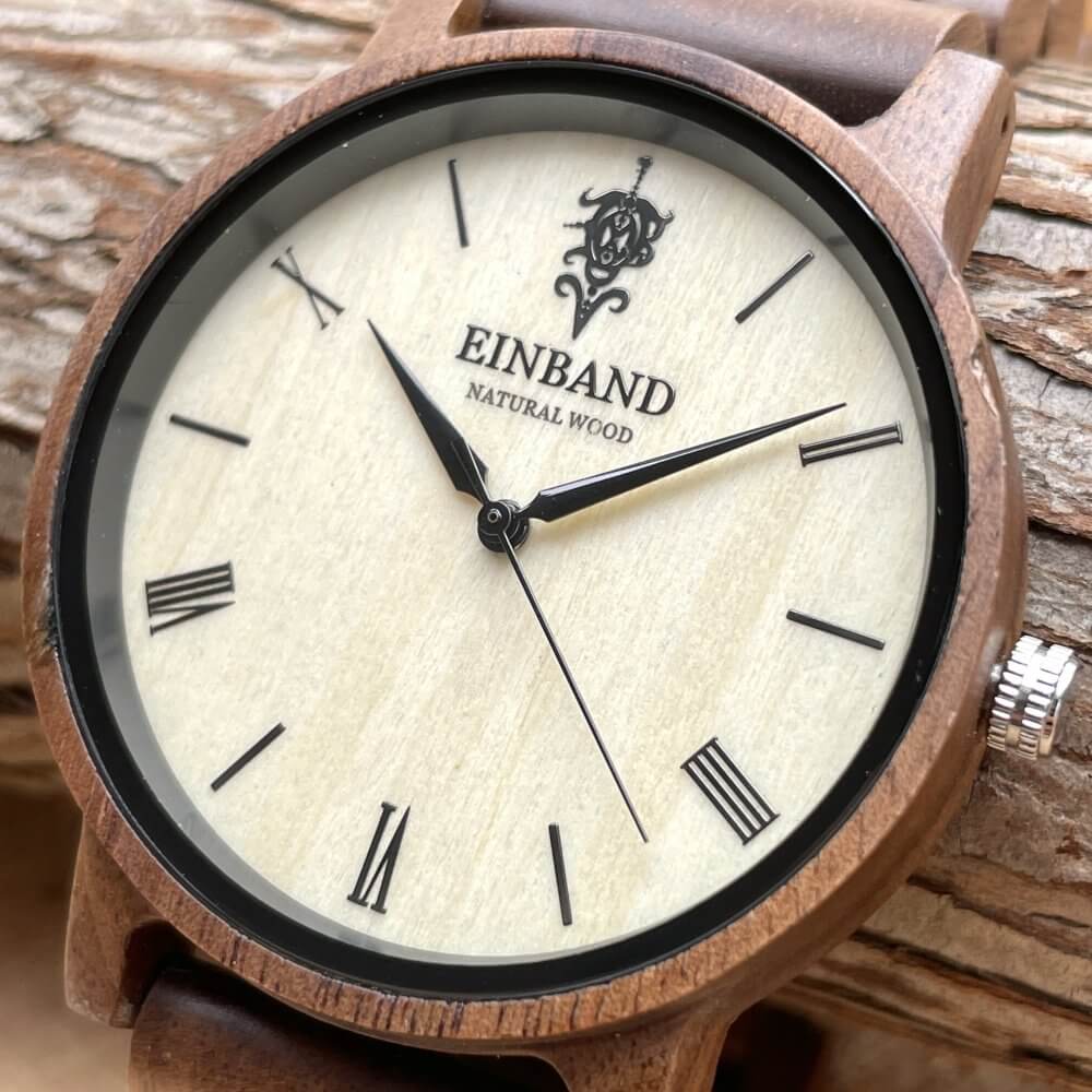 クルミの木製腕時計 40mm 男性向け Reise Walnut