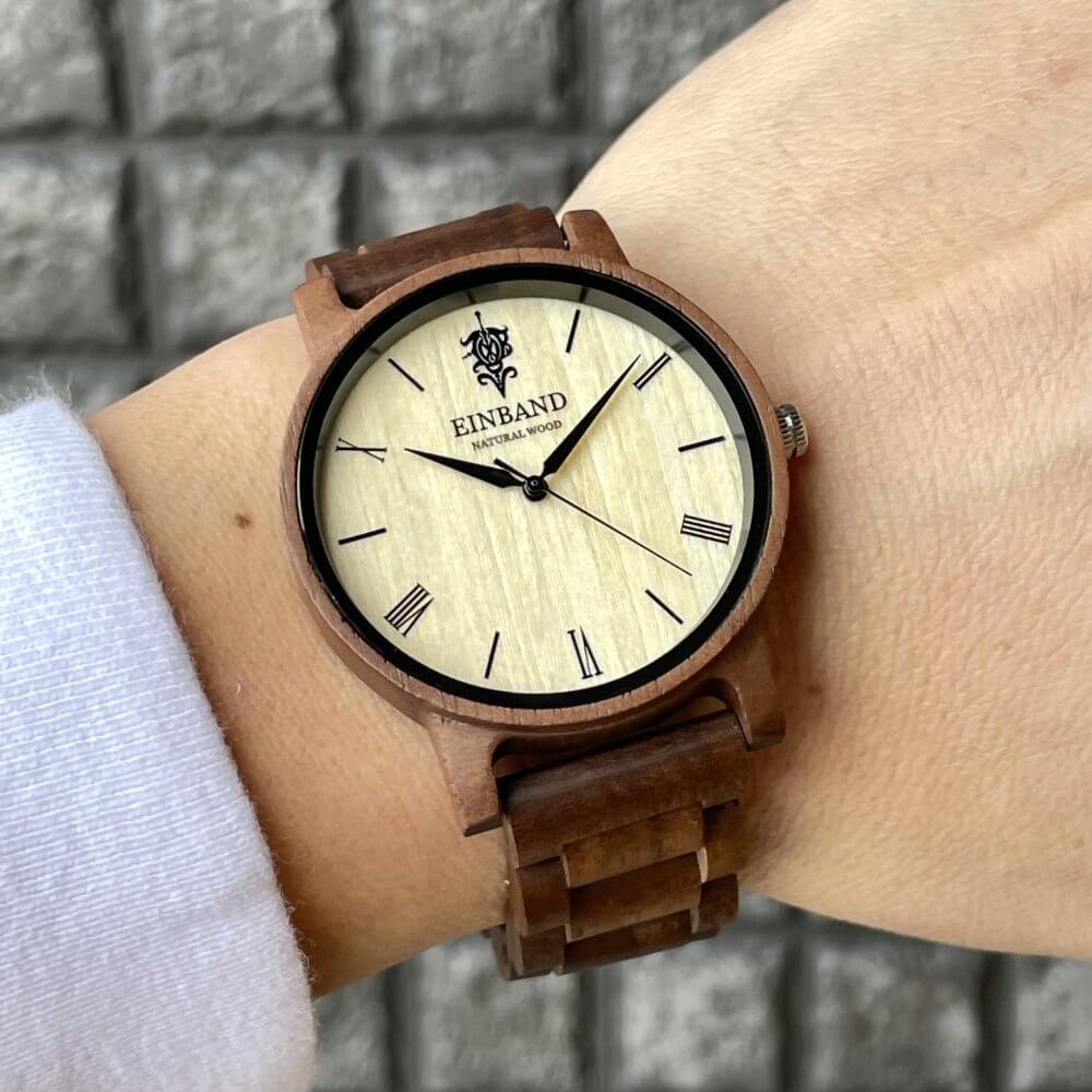 クルミの木製腕時計 40mm 男性向け Reise Walnut