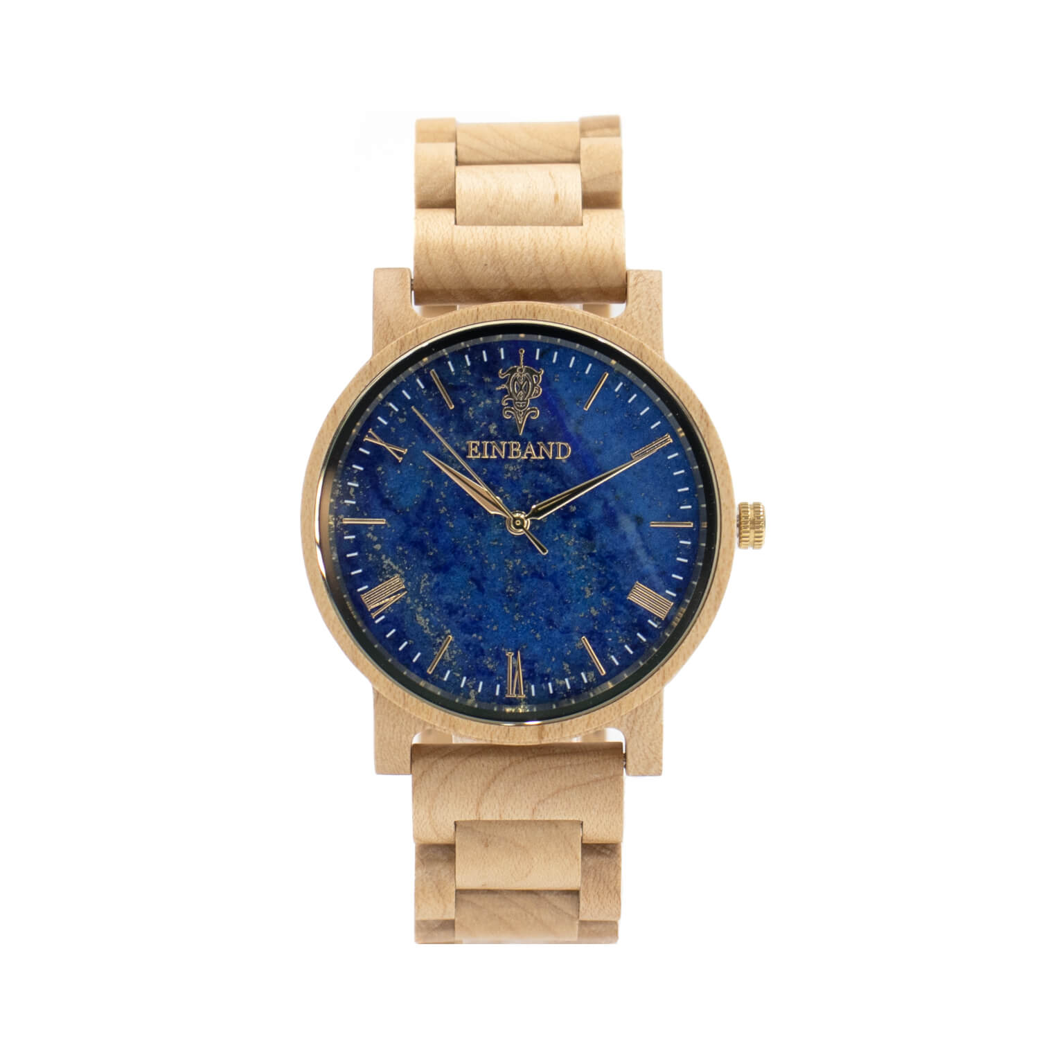 ラピスラズリとメイプルウッドの木製腕時計 40mm 男性向け Reise