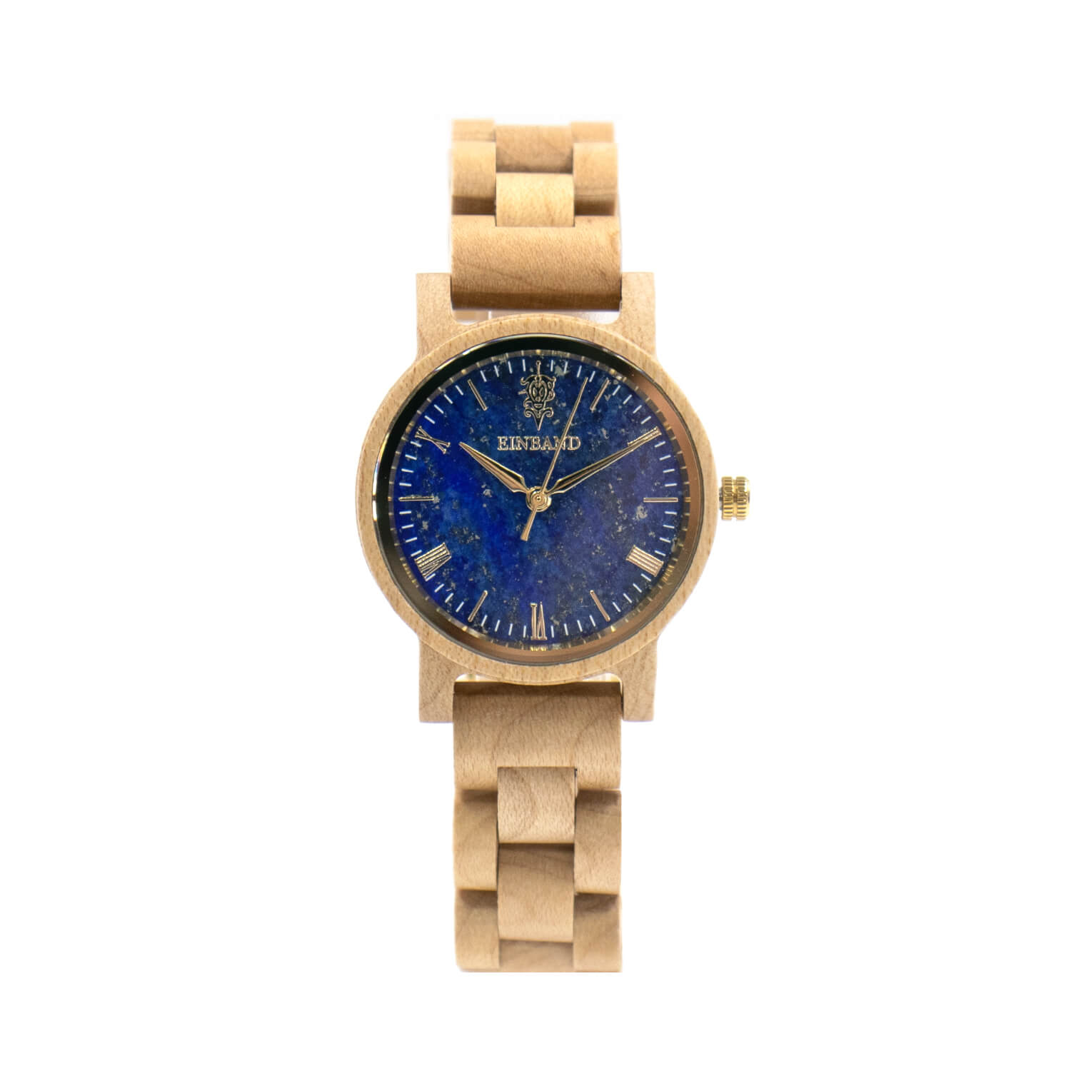 ラピスラズリとメイプルウッドの木製腕時計 32mm 女性向け Reise