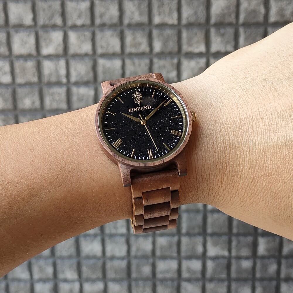 ブルーサンドストーンの木製腕時計 40mm 男性向け Reise Blue sandstone × Walnut