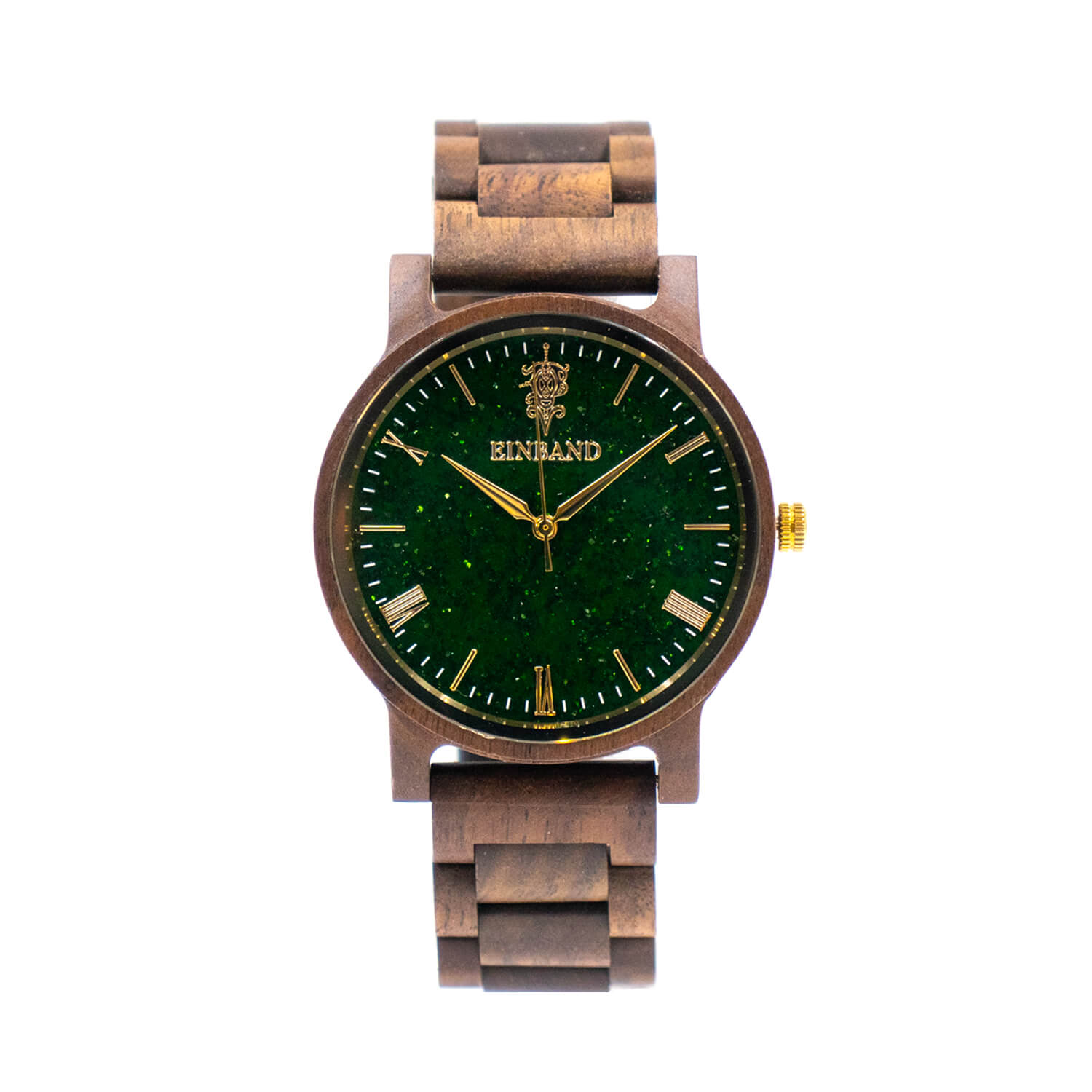 グリーンサンドストーンとクルミの木製腕時計 40mm 男性向け Reise Green sandstone × Walnut