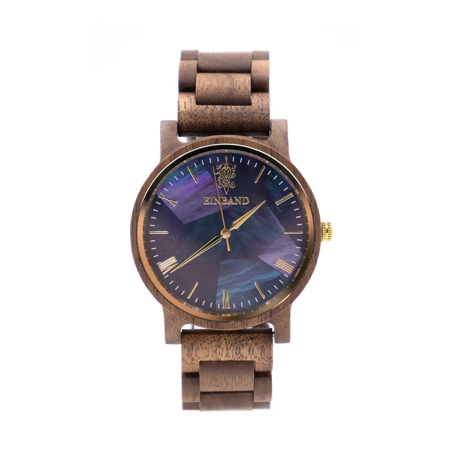 ネイビーブルーマザーオブパールとクルミの木製腕時計 32mm 女性向け Reise