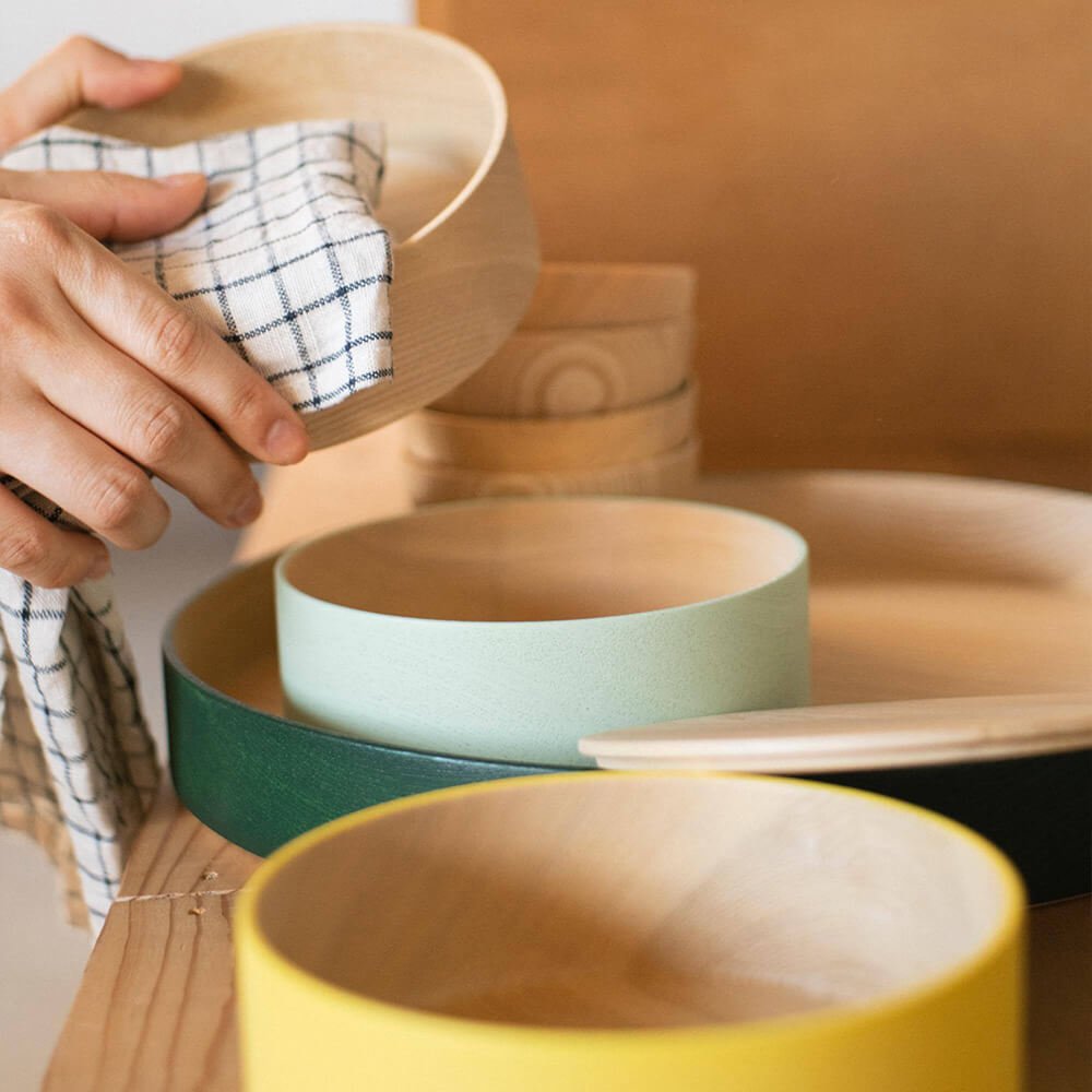 山中漆器 col. BORDER B 重箱 Φ105×H96mm