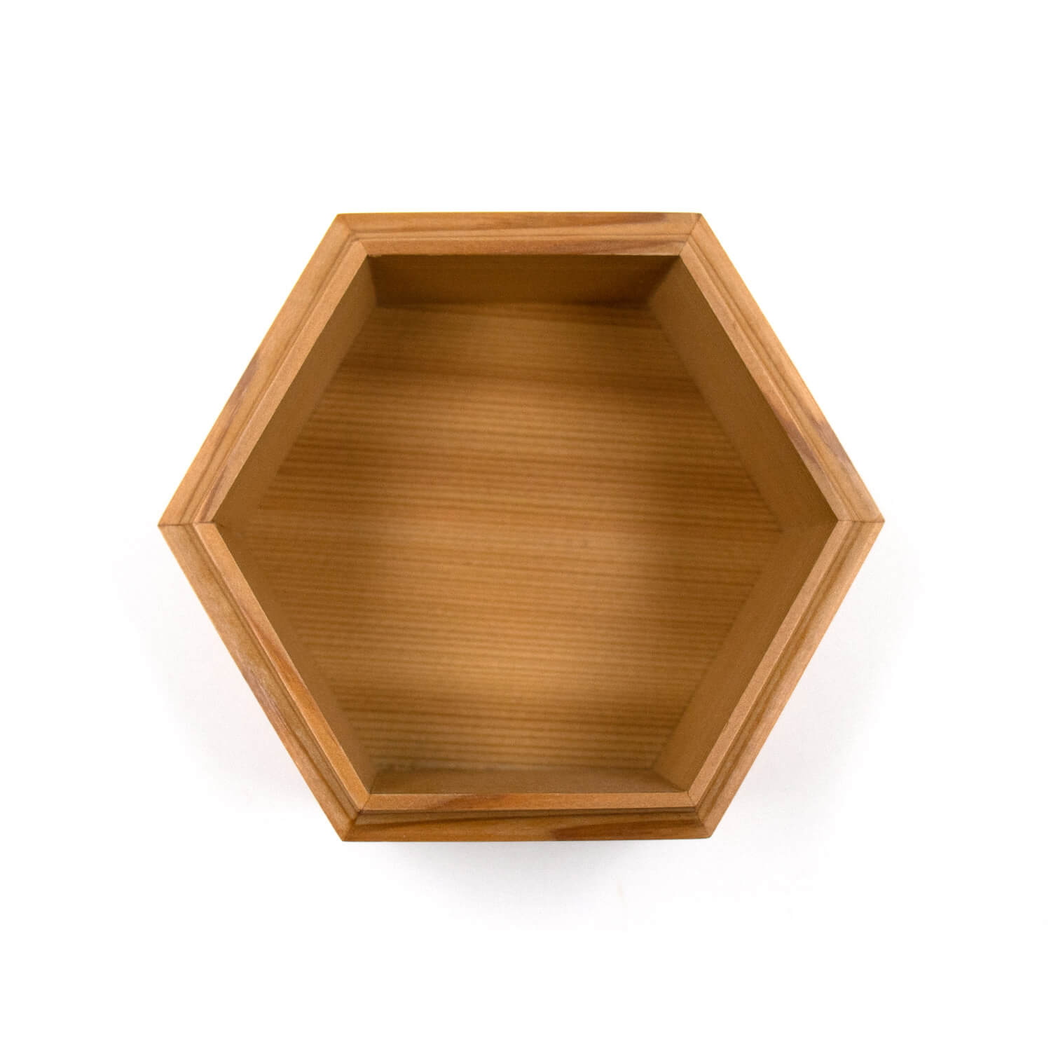 秋田杉の六角菓子器・小物入れ 内側