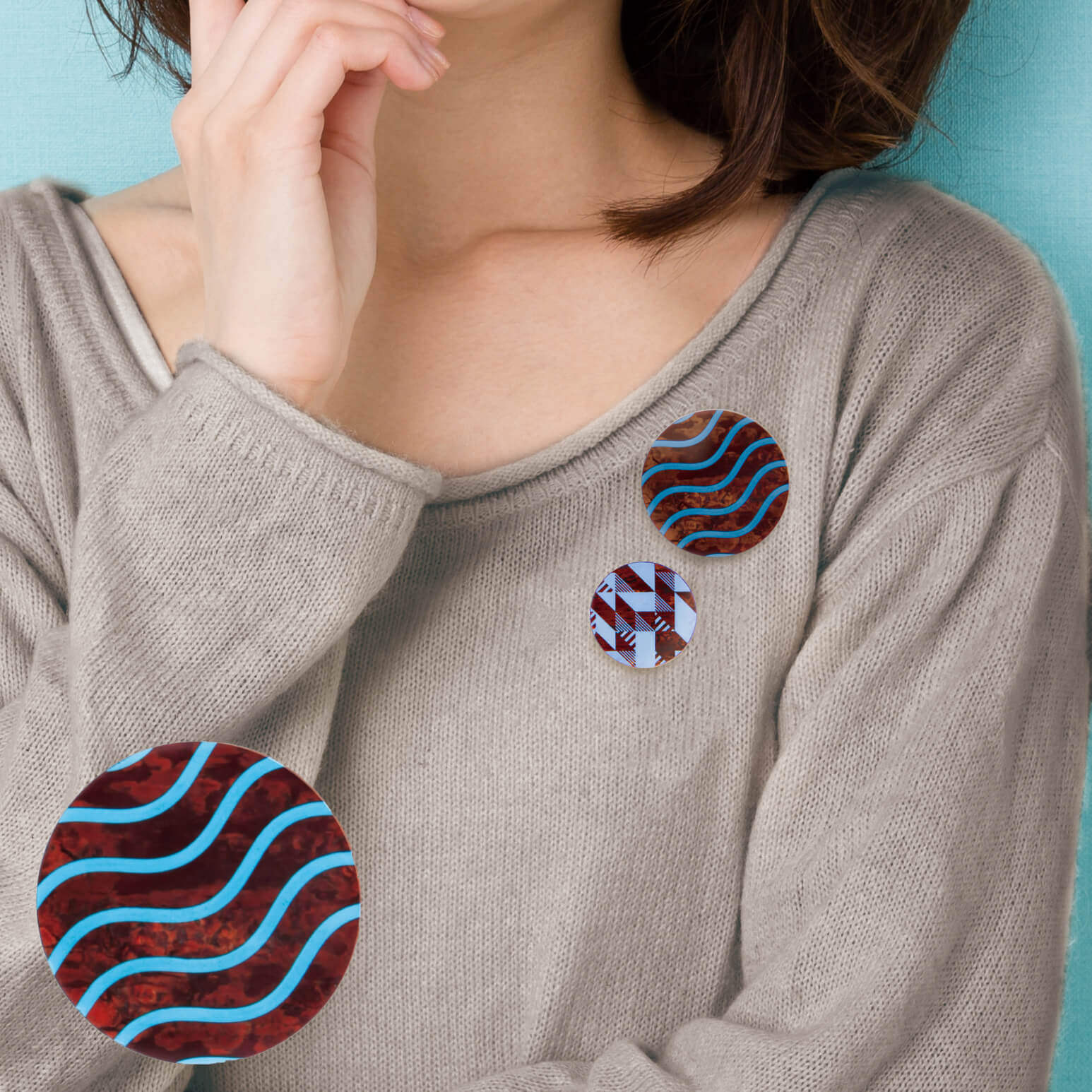 KAVERS 流水(天色) 秋田の伝統工芸 樺細工のブローチ