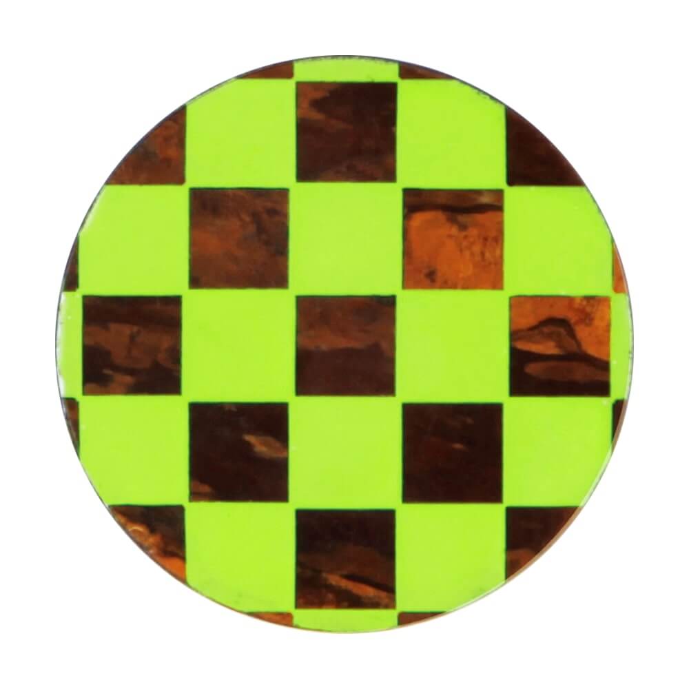 KAVERS 市松(若草色) 秋田の伝統工芸 樺細工のブローチ Lサイズ