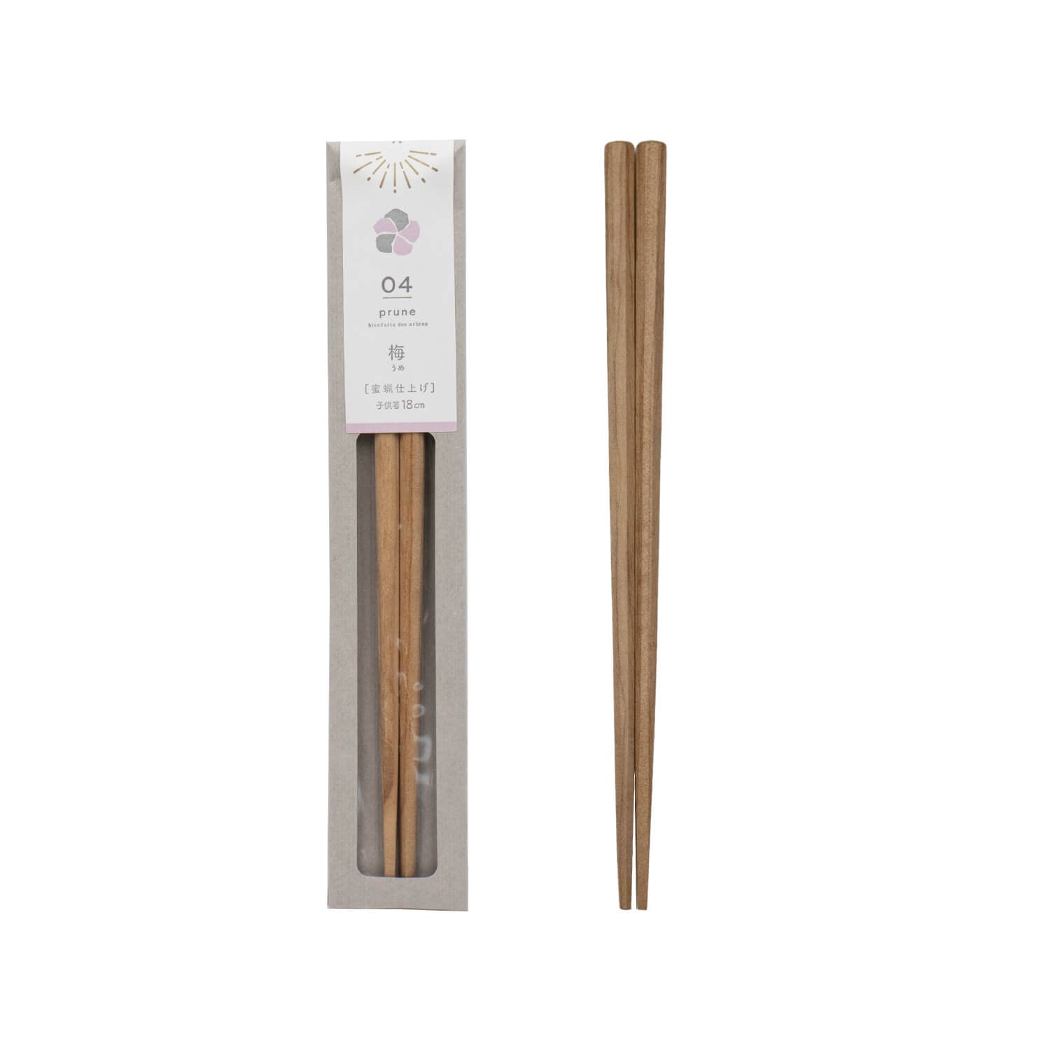 tetoca HiKaRi 果実のなる木のお箸 子ども用 180mm 天然蜜蝋仕上げ うめ