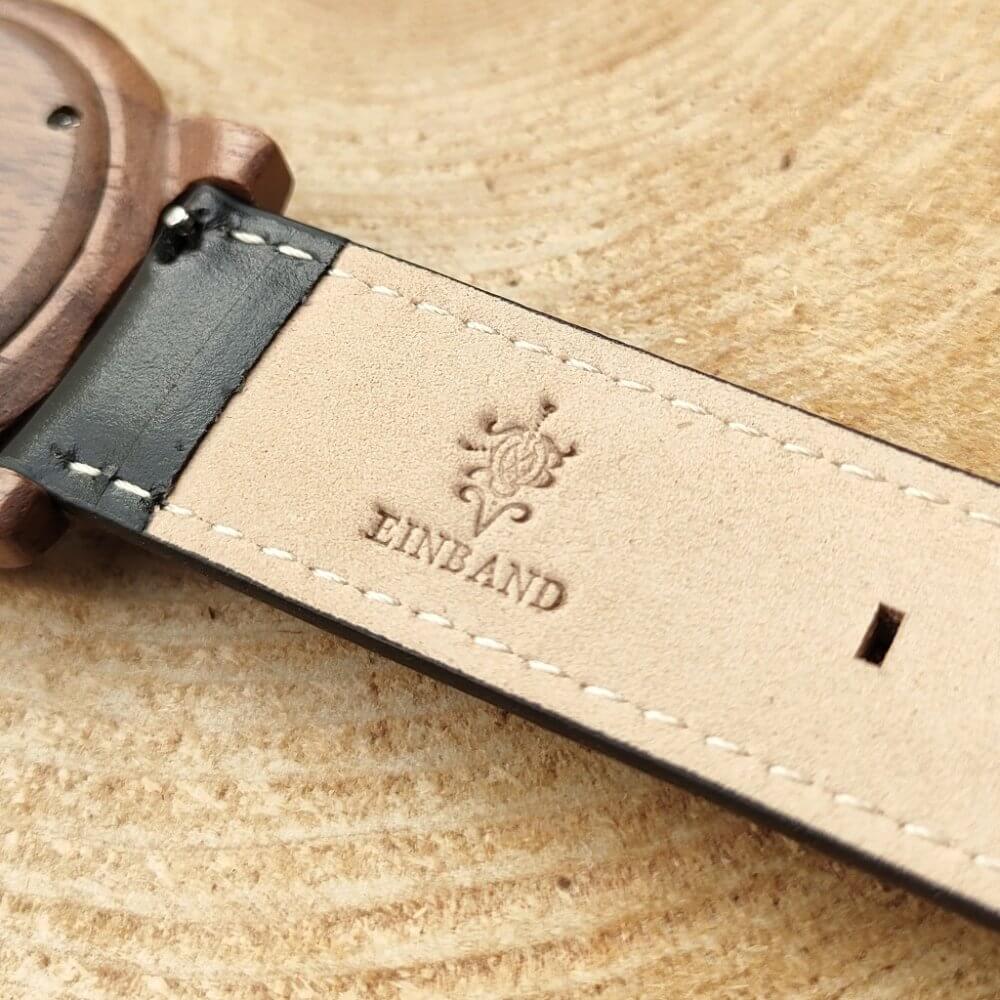 クルミの木製腕時計 40mm 男性向け Glanz WHITE 本革レザーベルト