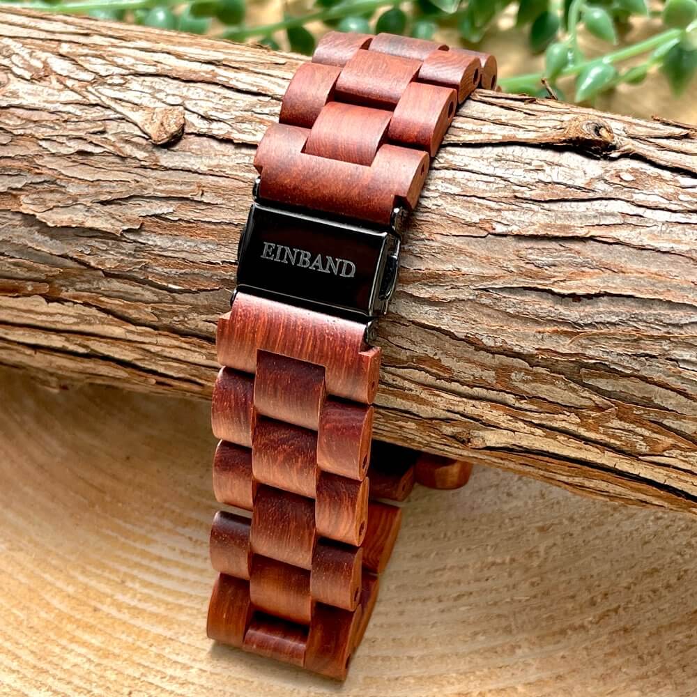 スクエア木製腕時計 44×34mm 男性向け Licht Red sandalwood