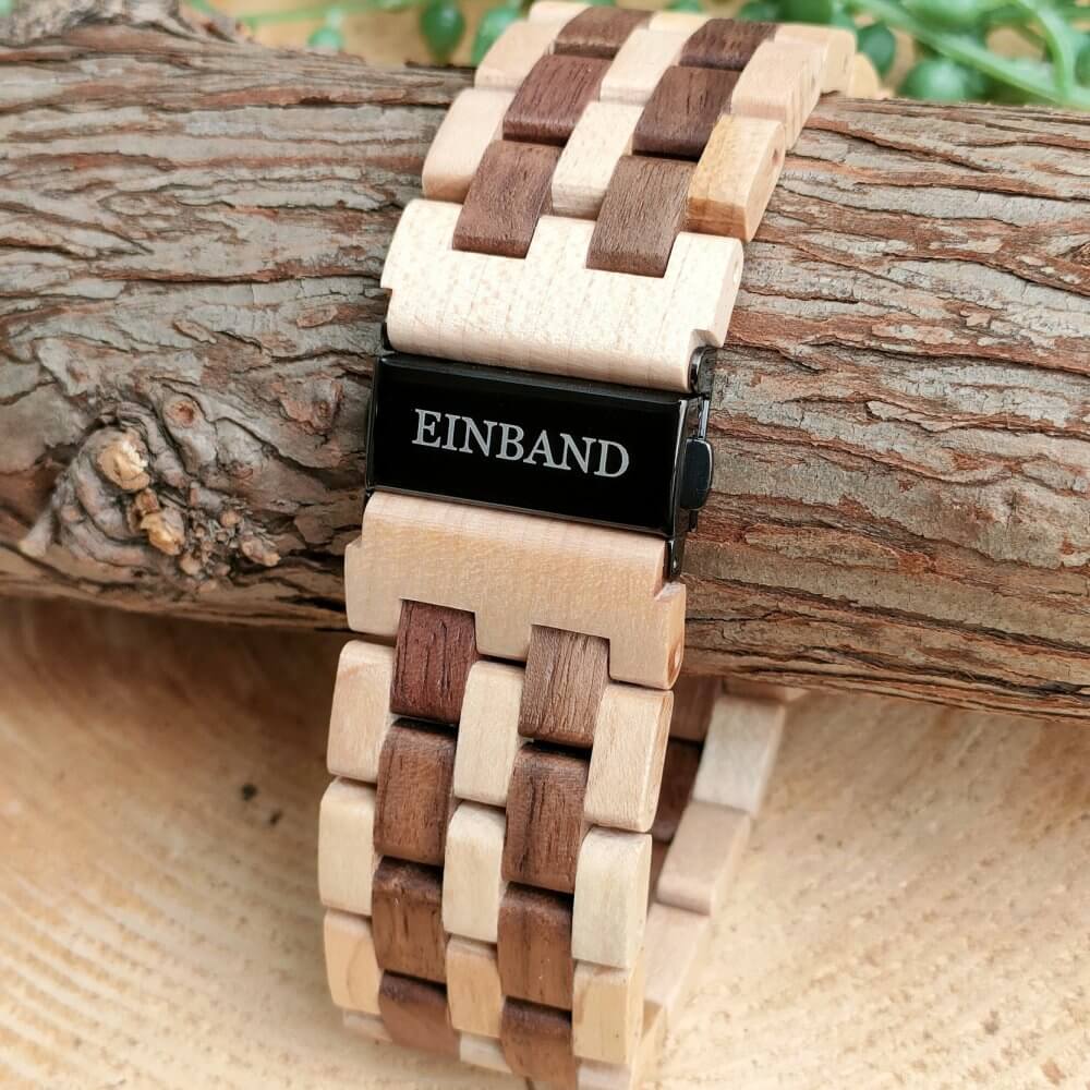 自動巻き木製腕時計 ブラック文字盤 46mm 男性向け Meteor Walnut & Maple wood