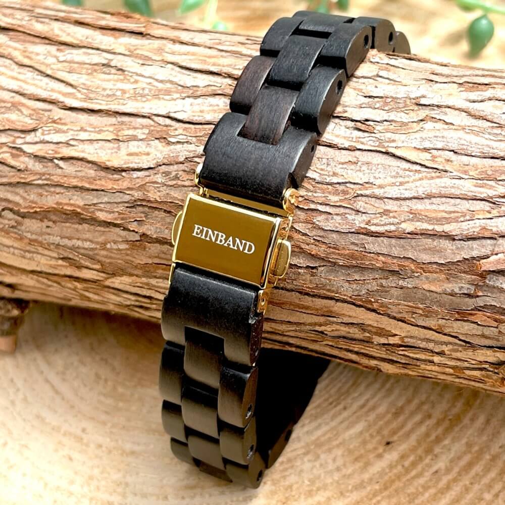 天然貝木製腕時計 34mm 女性向け Ebony wood × Mother of pearl