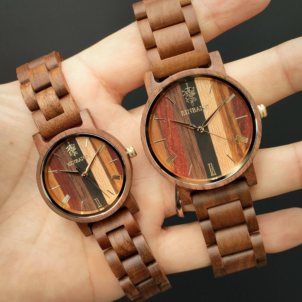 Wooden watch using 5 natural woods 32mm for women Reise Mix Wood × Walnut