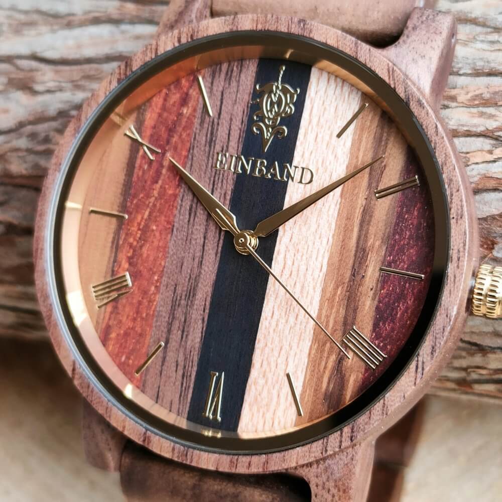 Wooden watch using 5 natural woods 40mm for men Reise Mix Wood × Walnut
