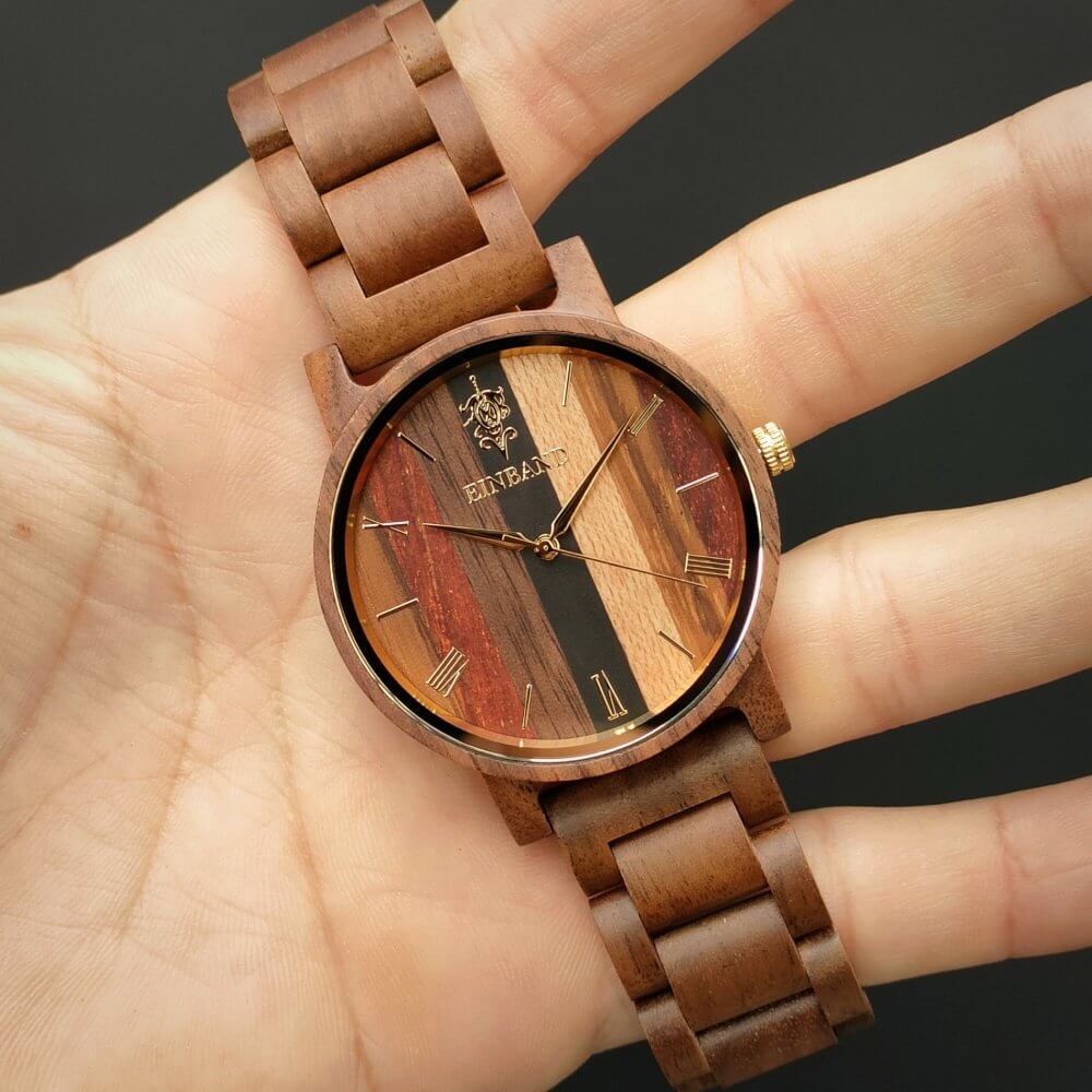 Wooden watch using 5 natural woods 40mm for men Reise Mix Wood × Walnut