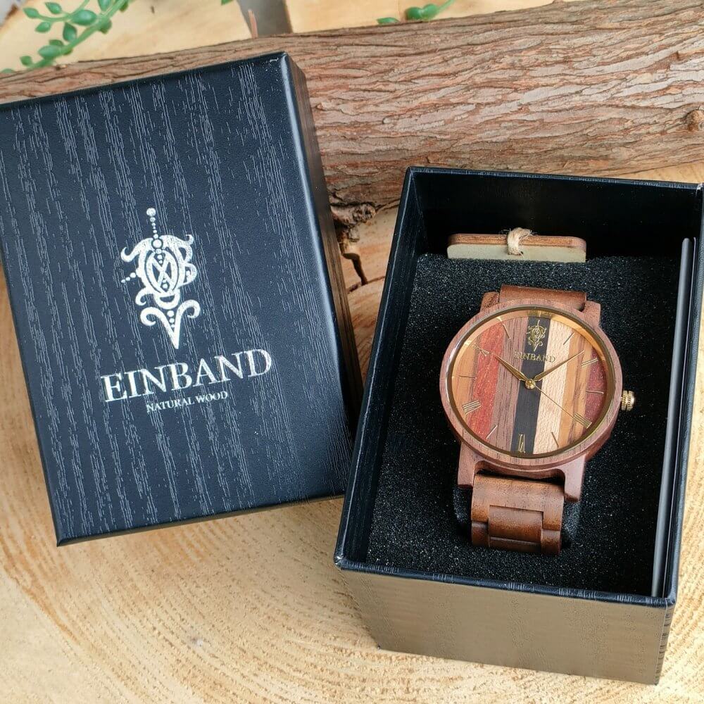 Wooden watch using 5 natural woods 40mm for men Reise Mix Wood × Walnut