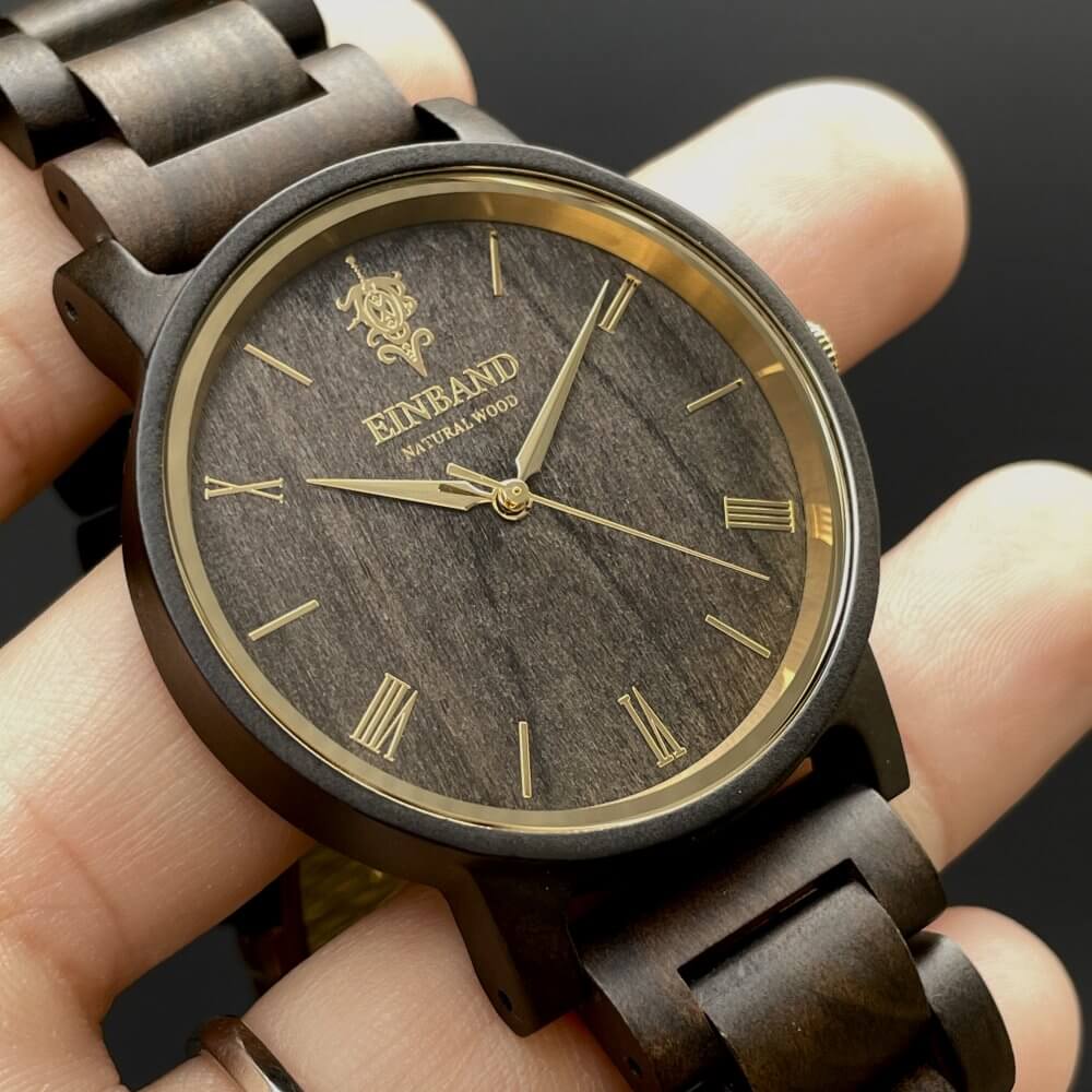 サンダルウッドの木製腕時計 40mm 男性向け Reise SandalWood & Gold